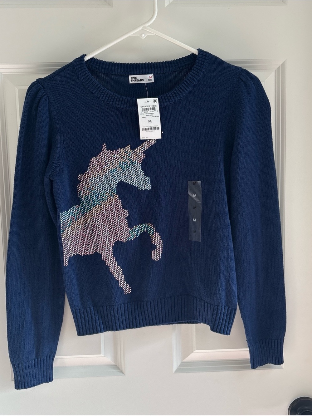 Epic Threads Navy Sweater with Iridescent Unicorn